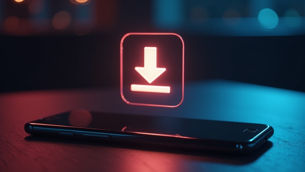 Android-Smartphone mit App-Download und Installationssymbol im Casino-Look